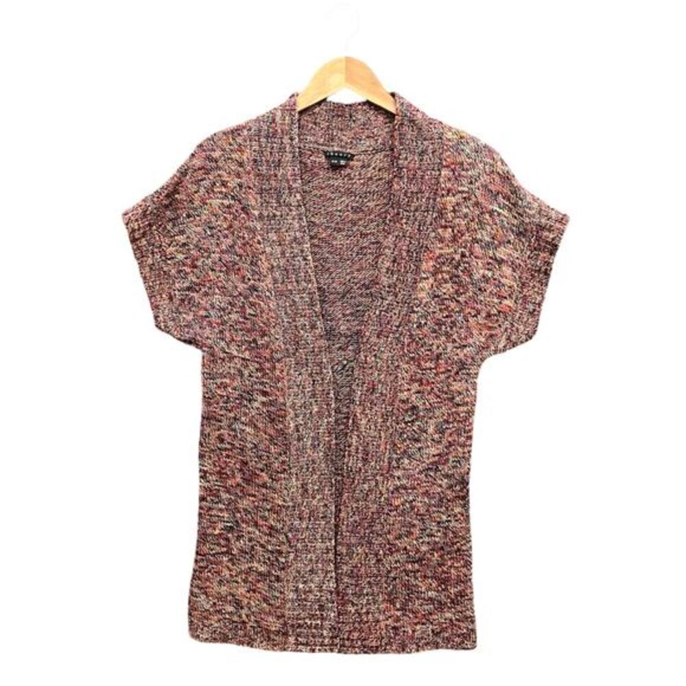 THEORY Womens Cardigan Duster Petite Multicolor Short Sleeve Wool Cashmere Soft